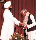 L V Prasad receiving DADA SAHEB PHALKE AWARD from Zail Singh the President of India in 1982